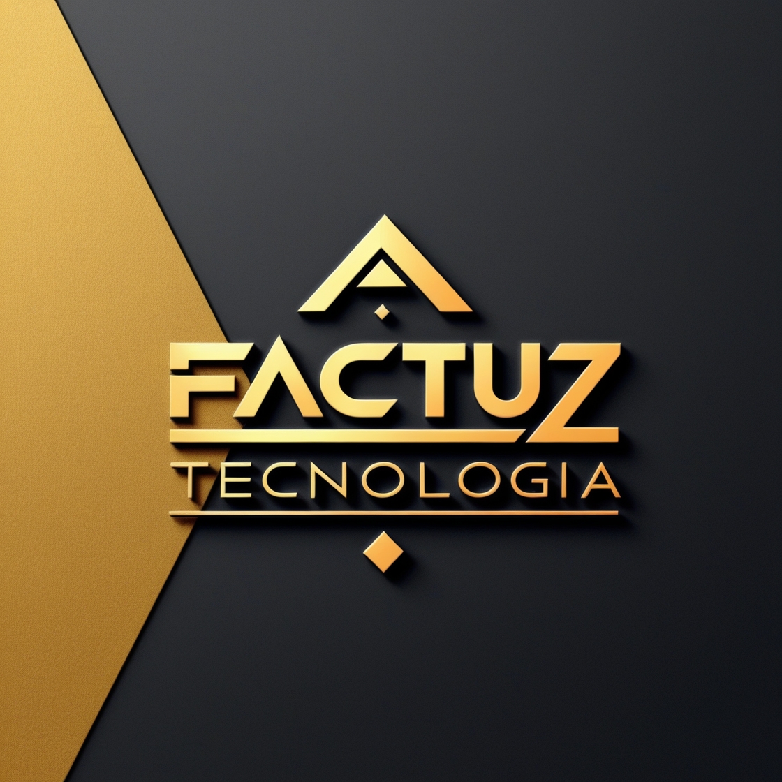 Marca Factuz Tecnologia em dourado e preto
