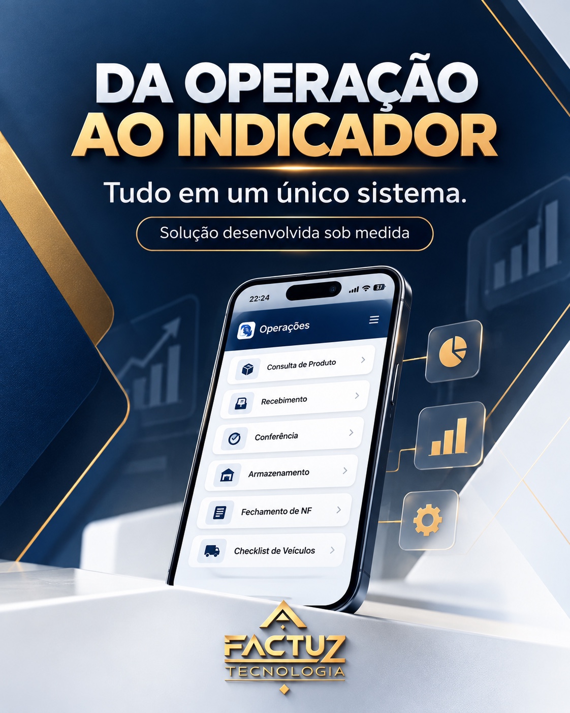 Apresentação Factuz: da operação ao indicador, solução sob medida com consulta de produto, recebimento, conferência e armazenamento